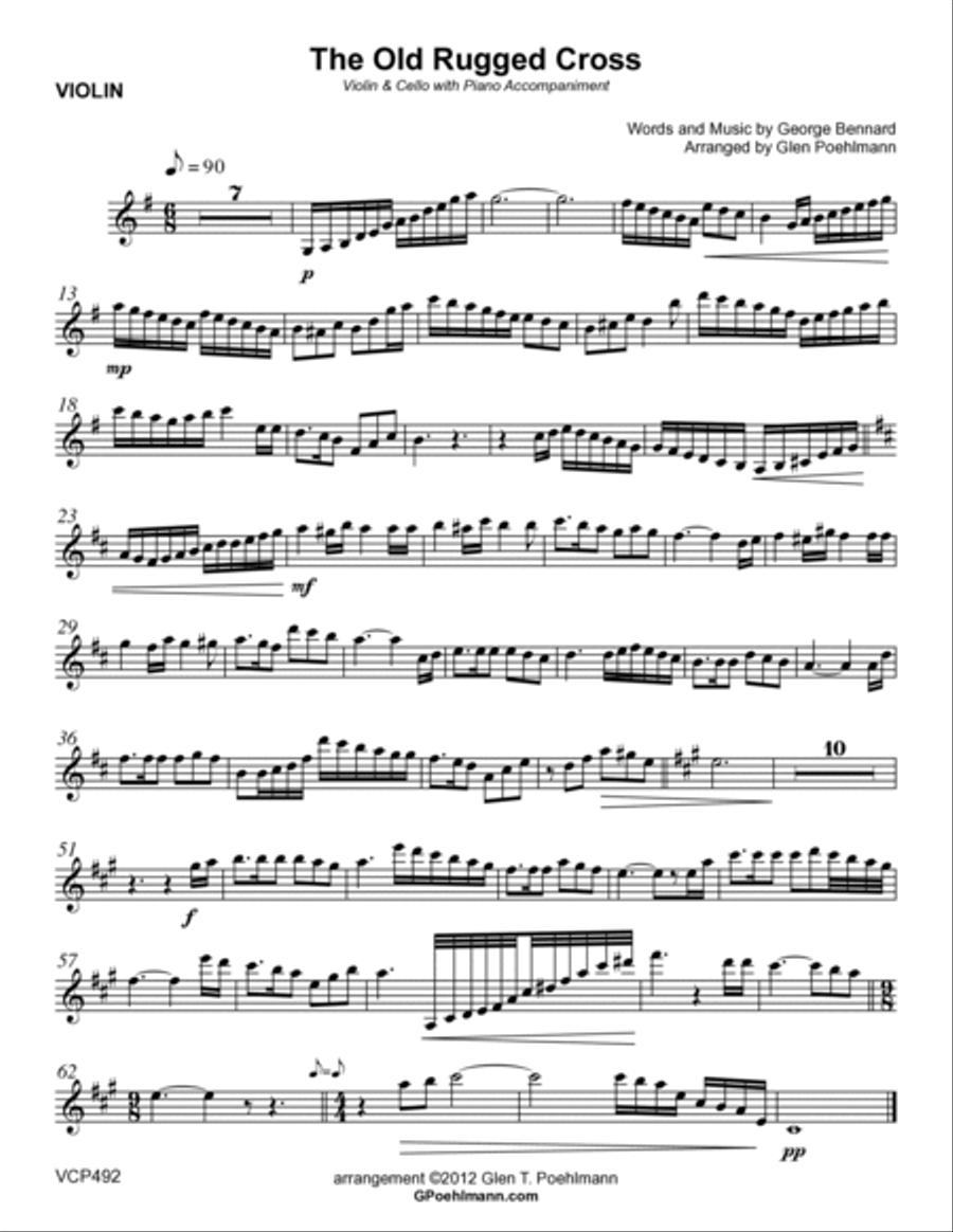 THE OLD RUGGED CROSS - Violin & Cello with Piano accompaniment Piano Trio scores gallery preview page 5