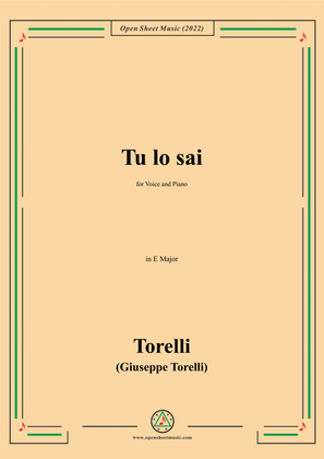 Giuseppe Torelli-Tu lo sai,in E Major,for Voice and Piano