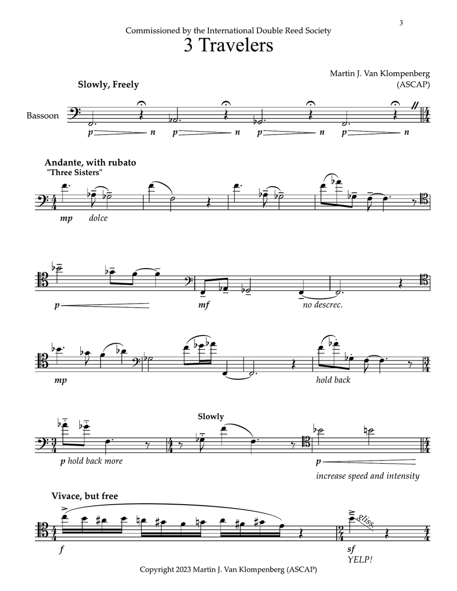 3 Travelers, for solo bassoon Bassoon Solo scores gallery preview page 5