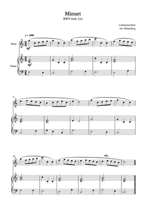 Book cover for Bach - Minuet for Flute solo with piano. Score and parts included.