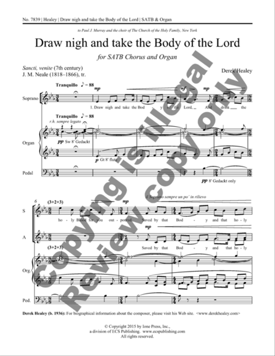 Draw nigh and take the Body of the Lord 4-Part scores gallery preview page 6