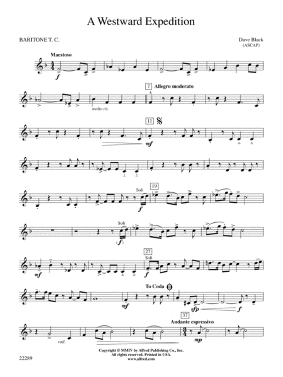 A Westward Expedition: Baritone T.C. Concert Band scores gallery preview page 1