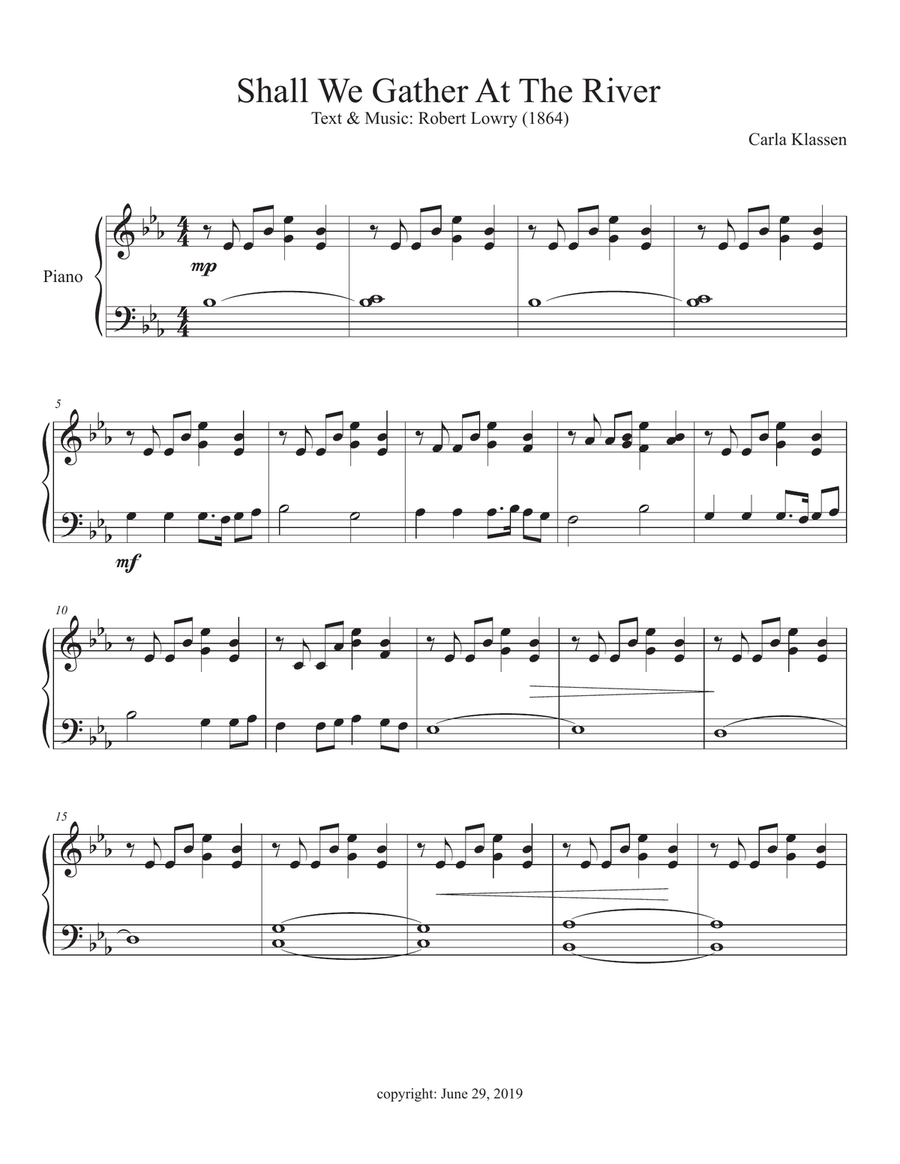 Shall We Gather At The River Piano Solo scores gallery preview page 1