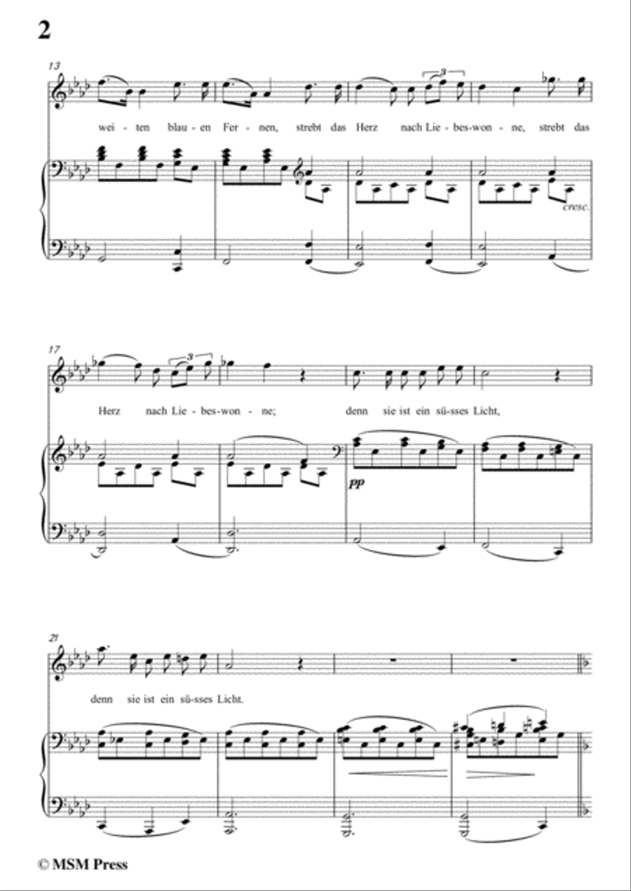 Schubert-Licht und Liebe ( Light and Love),D.352,in A flat Major,for Voice&Piano Voice scores gallery preview page 4