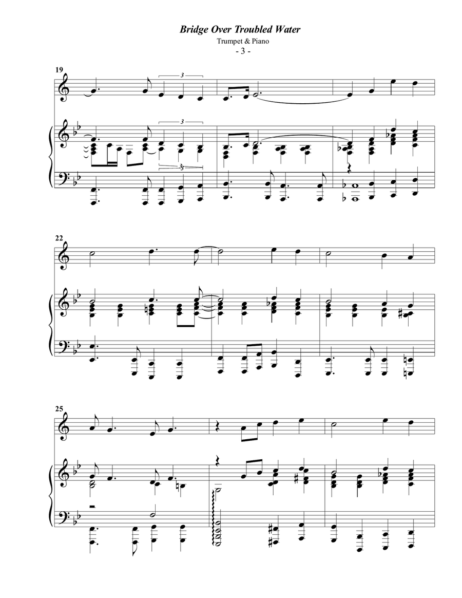 Bridge Over Troubled Water B-Flat Trumpet scores gallery preview page 3