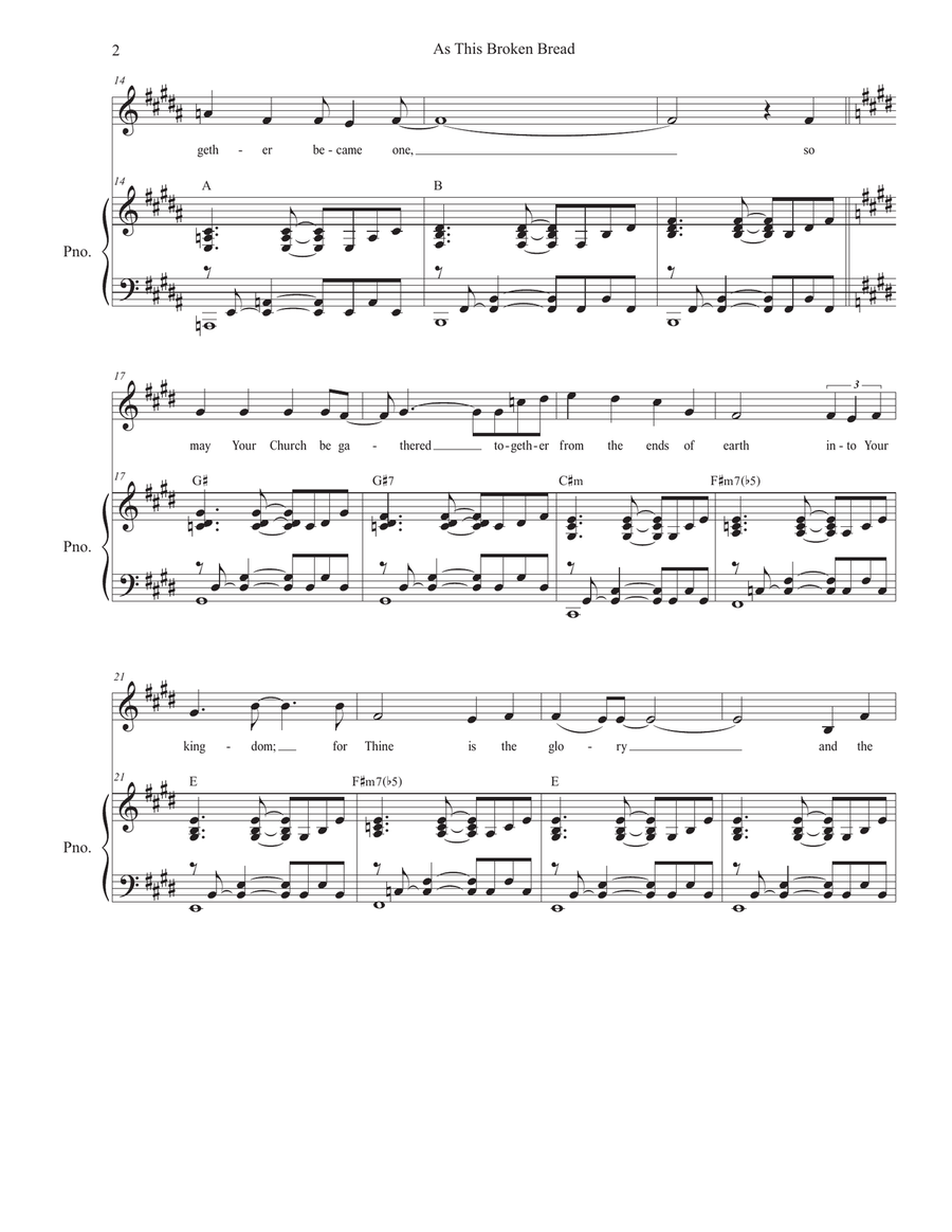 As This Broken Bread (Vocal solo) Piano, Vocal scores gallery preview page 2