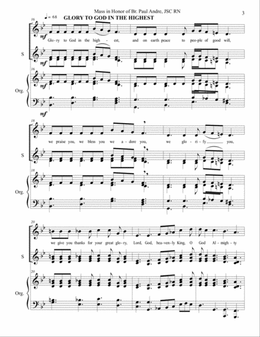 Mass in honor of Br Paul Andre, JSC, RN SSA scores gallery preview page 3