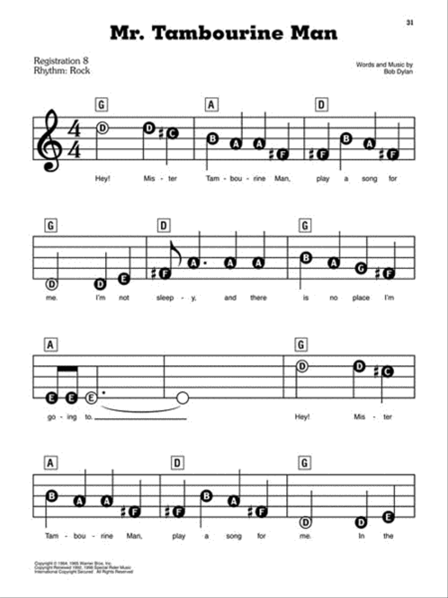 Bob Dylan Bob Dylan Electronic Keyboard scores gallery preview page 4