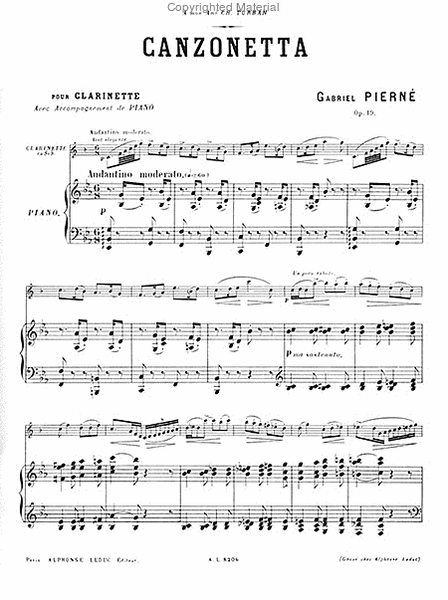 Canzonetta Op19 - Clarinette et Piano