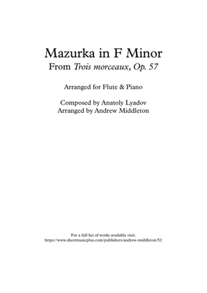 Book cover for Mazurka in F Minor, arranged for Flute & Piano