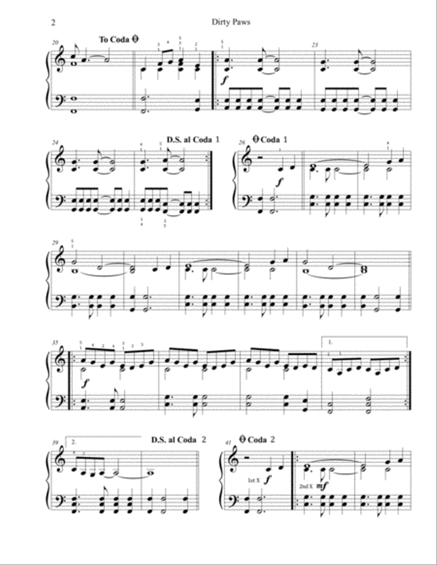 Dirty Paws Dirty Paws Piano Solo scores gallery preview page 2