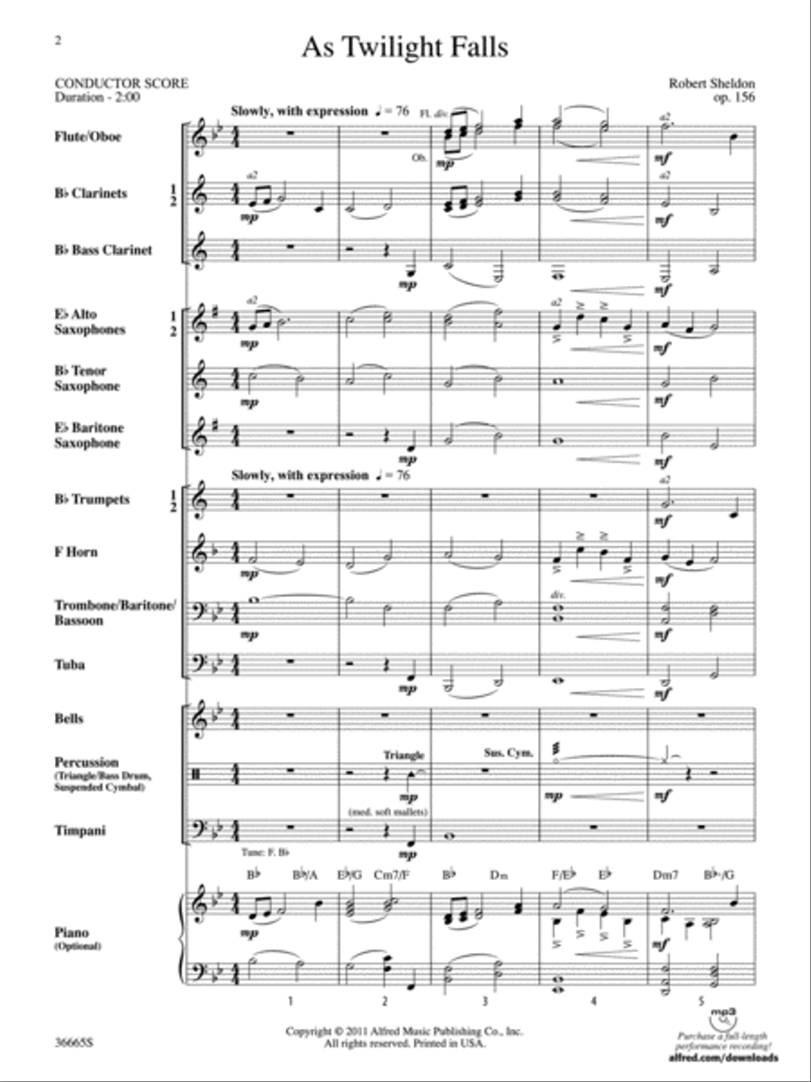 As Twilight Falls Concert Band scores gallery preview page 2