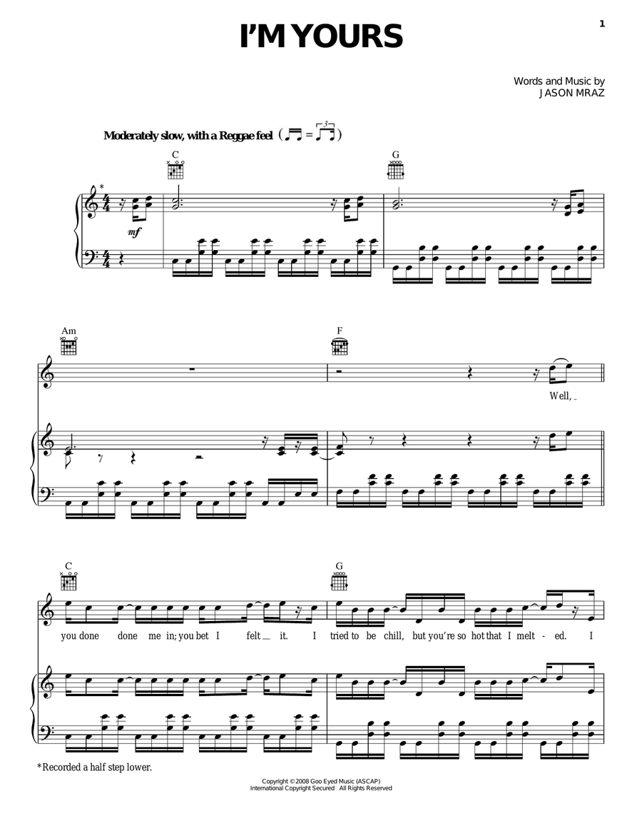 I'm Yours Acoustic Guitar scores gallery preview page 1
