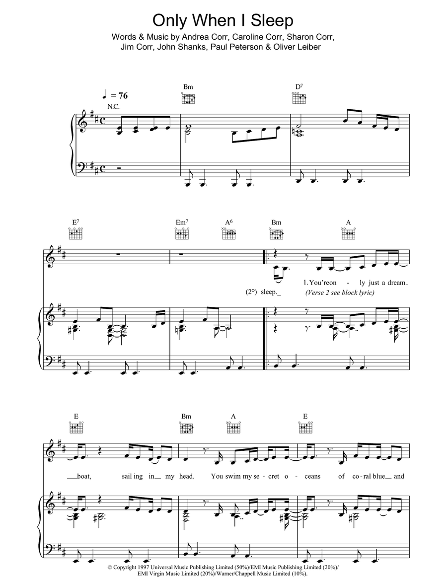 Only When I Sleep Acoustic Guitar scores gallery preview page 1