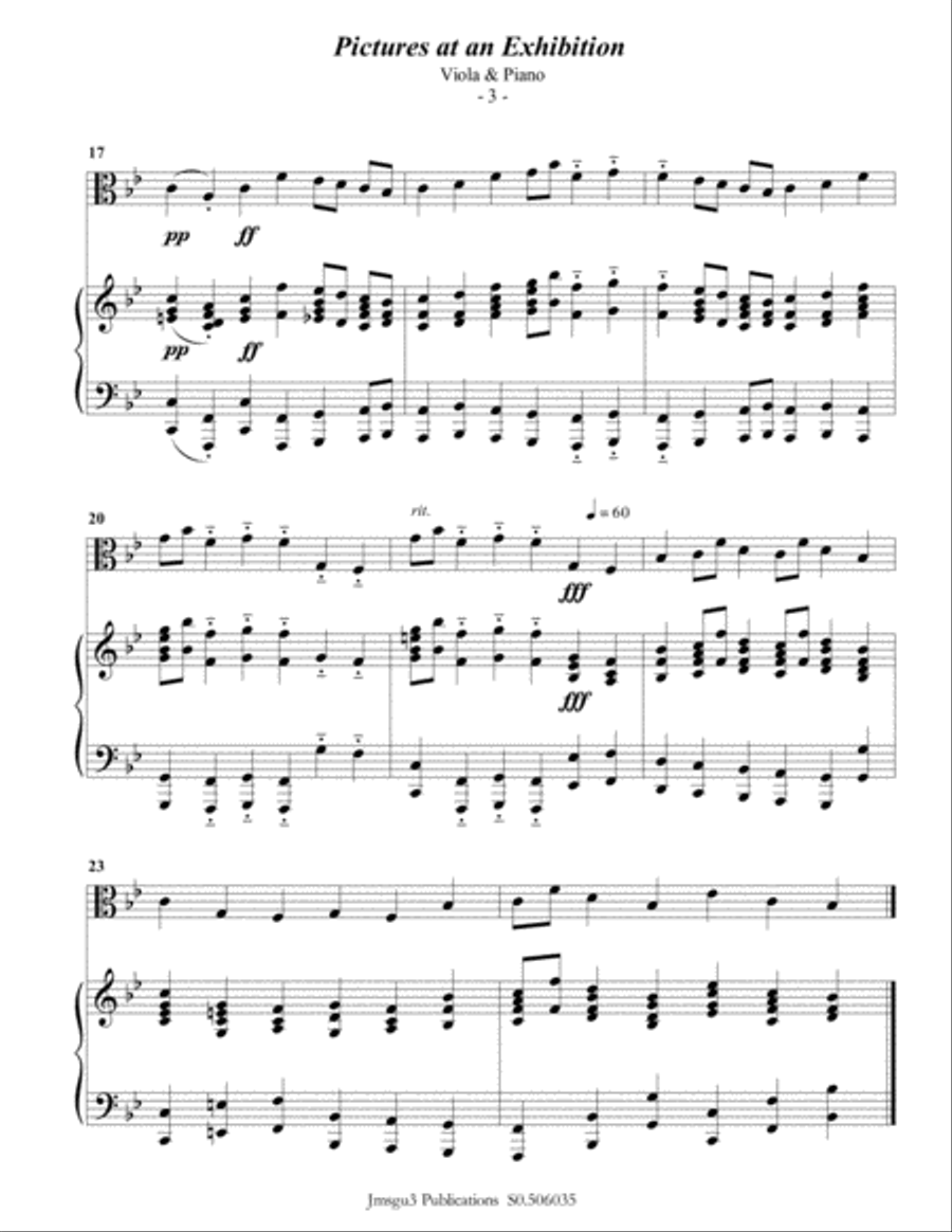 Mussorgsky: Pictures at an Exhibition for Viola & Piano Viola scores gallery preview page 3