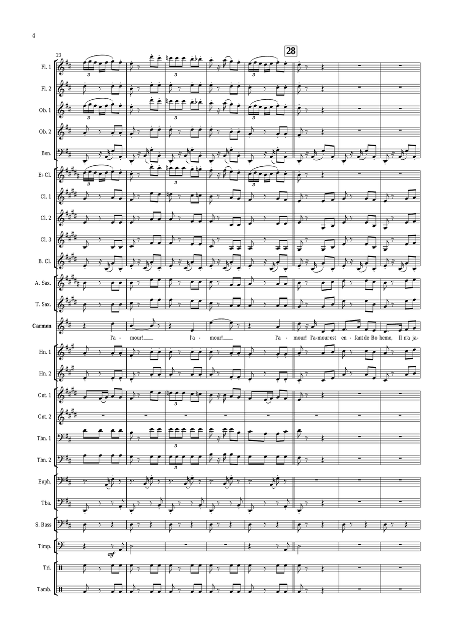 Habanera (from Carmen) - G. Bizet for soprano and concert band Concert Band scores gallery preview page 4