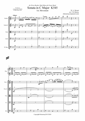 Book cover for Mozart - Sonata K545 - Piano with String Orchestra/ Quartet