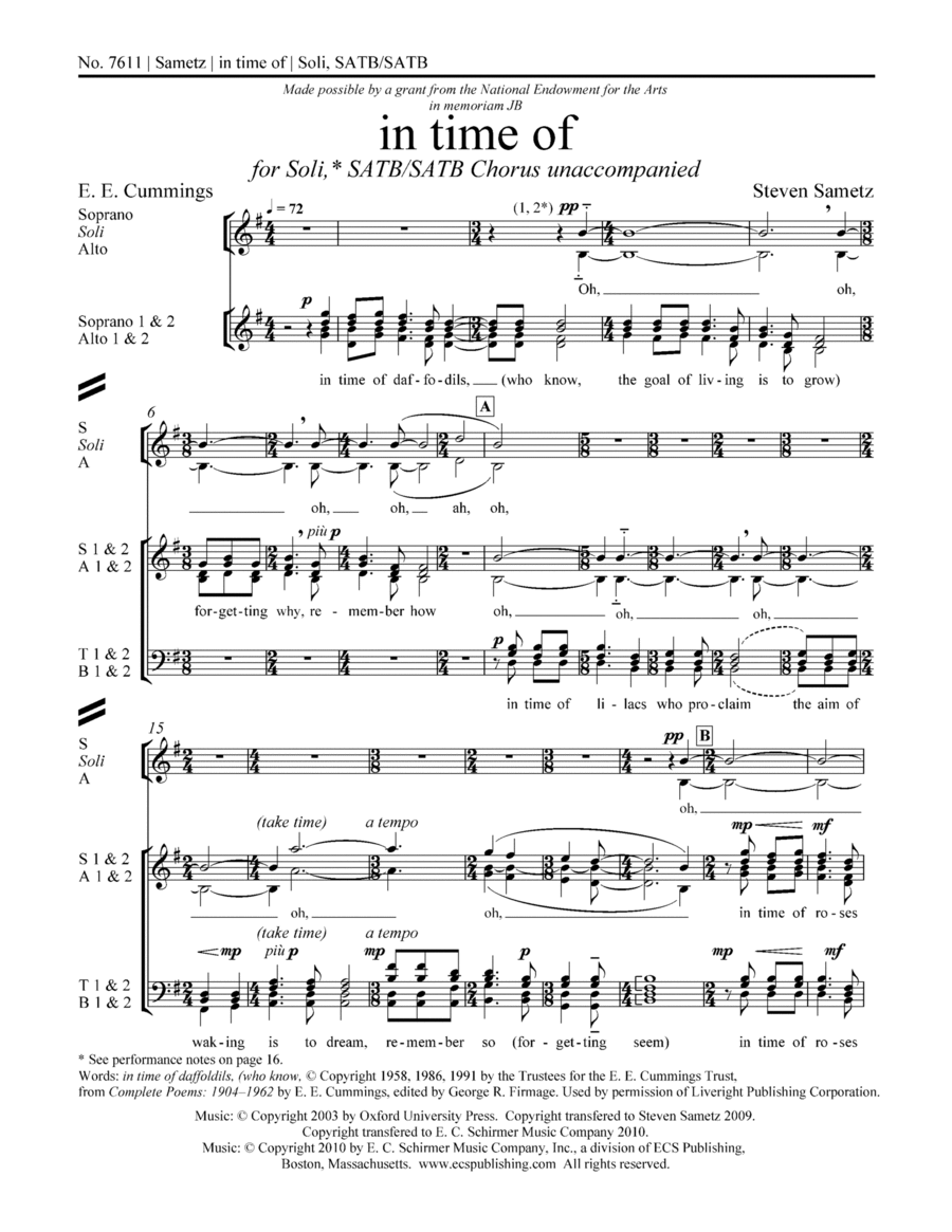 in time of (Unaccompanied Version) 4-Part scores gallery preview page 1