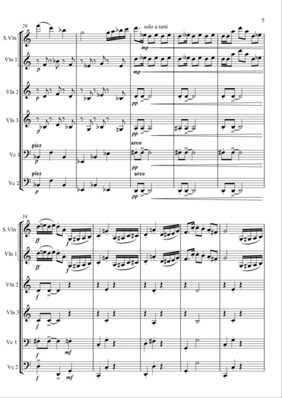 Minuet For Margaret, for Strings. (School Arrangement) Chamber Music scores gallery preview page 5