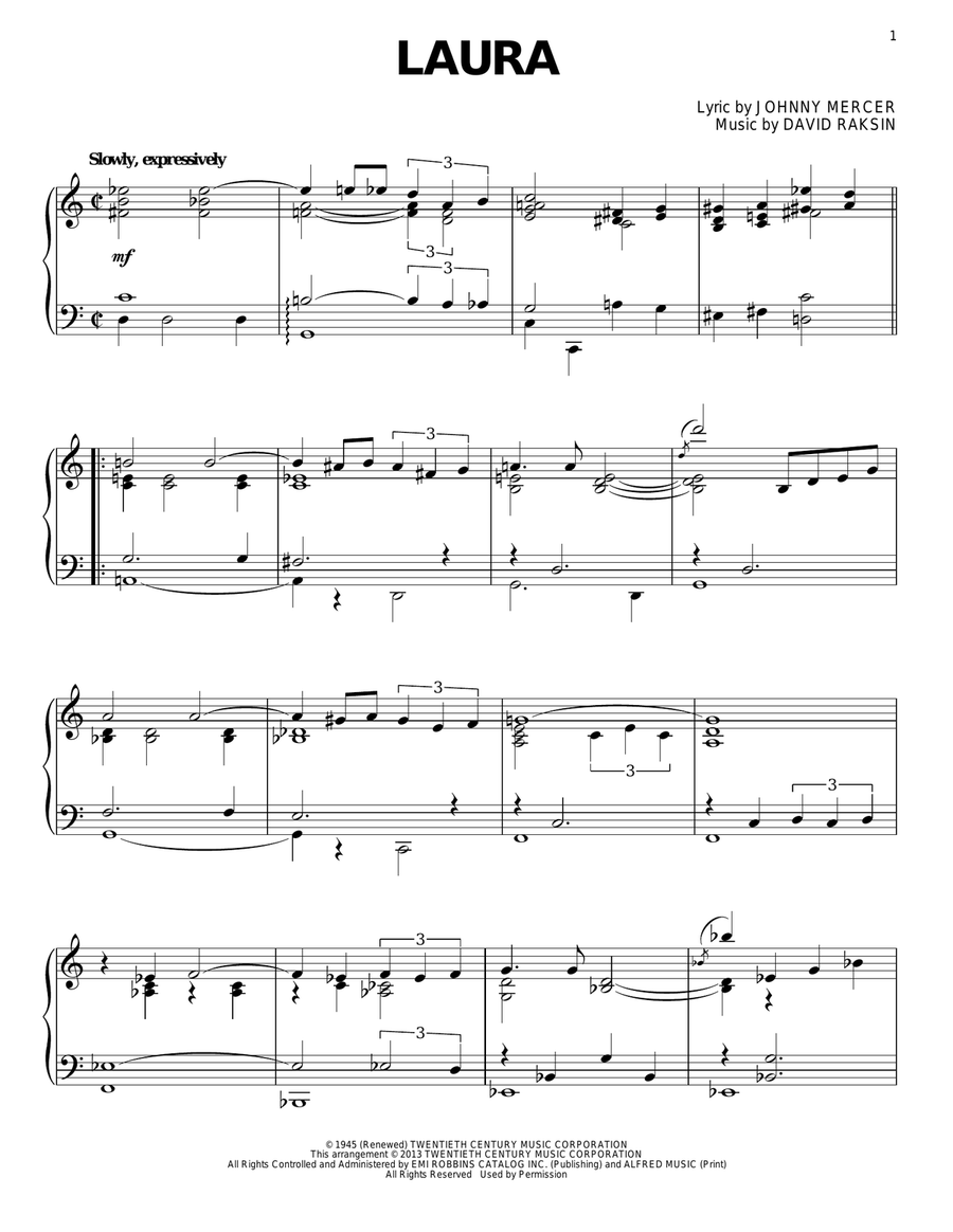 Laura Piano Solo scores gallery preview page 1