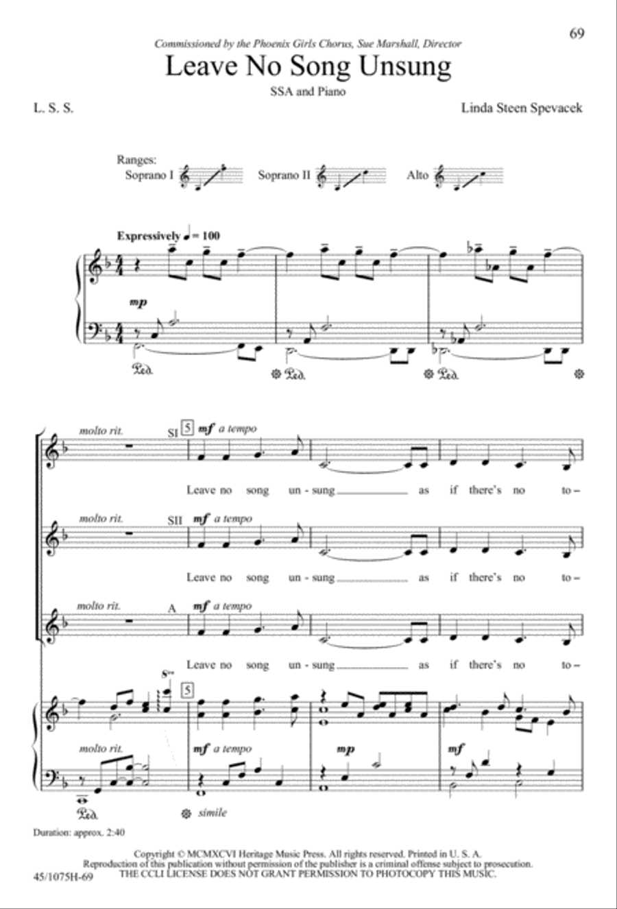 In Concert! for SSA SSA scores gallery preview page 71