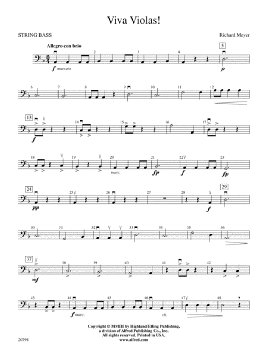 Viva Violas!: String Bass String Orchestra scores gallery preview page 1