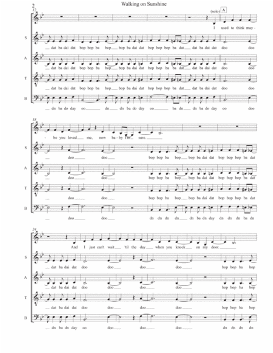 Walking On Sunshine 4-Part scores gallery preview page 2