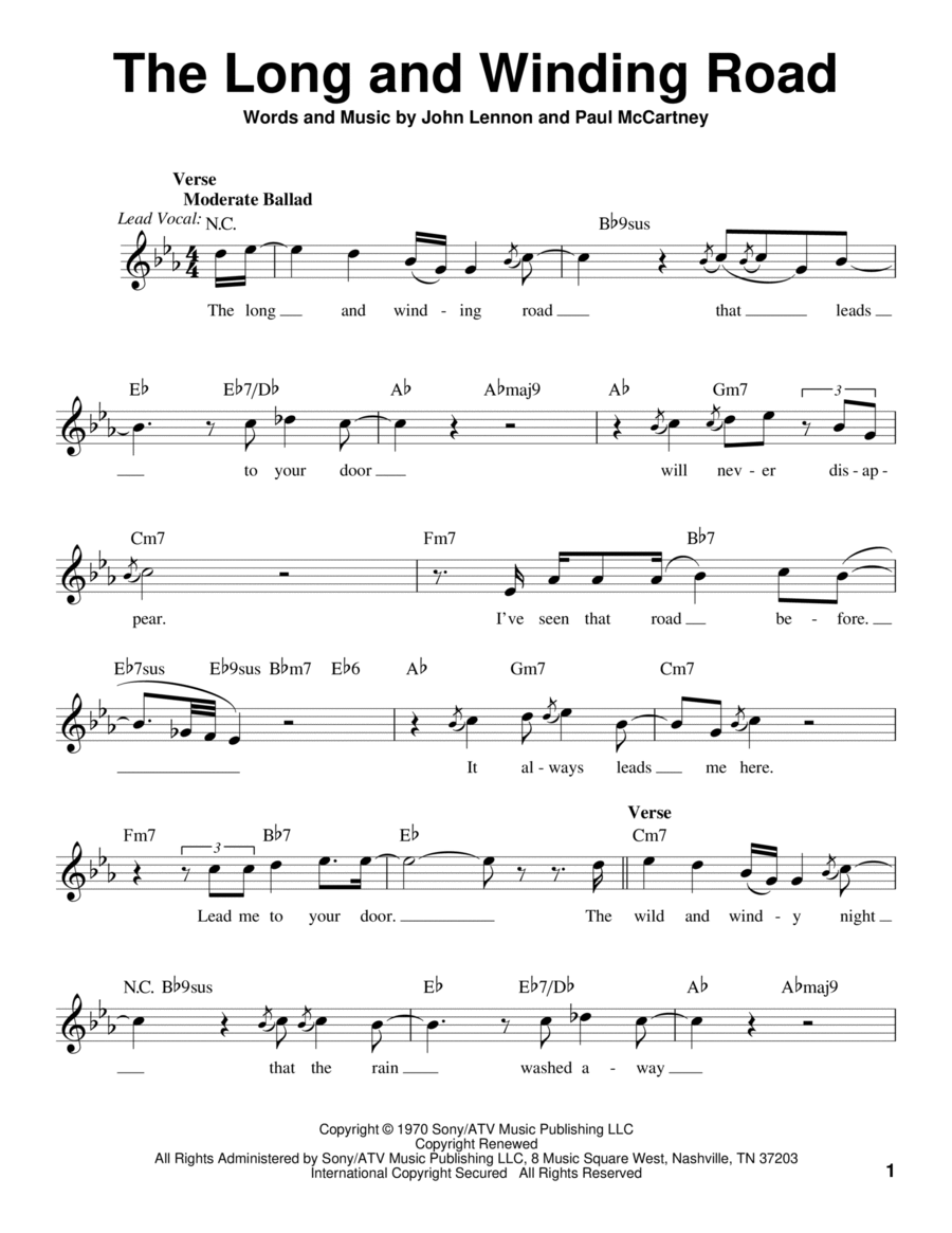 The Long And Winding Road Low Voice scores gallery preview page 1