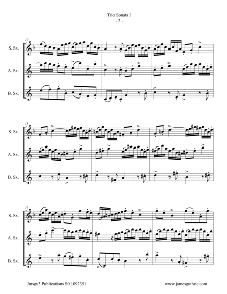 BACH: Trio Sonata No. 1 BWV 525 for Sax Trio image number null