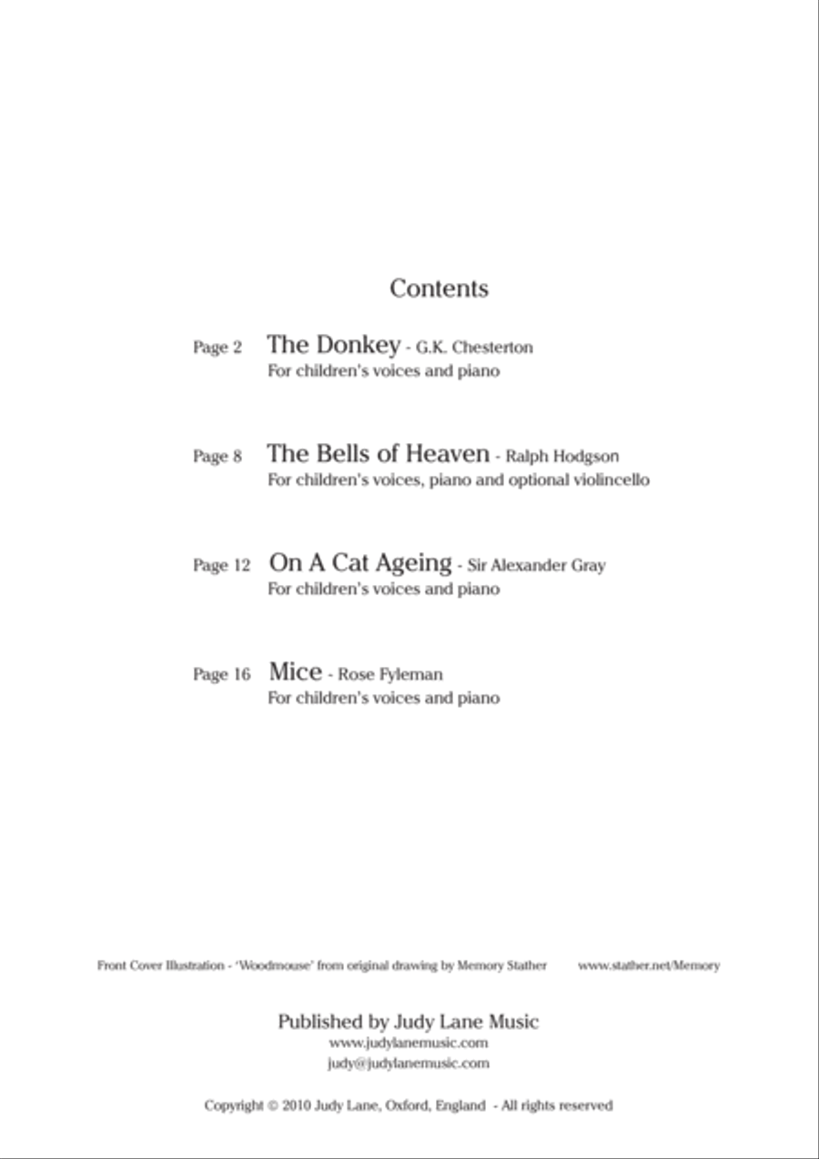 Animal Tales - Four famous animal poems set to music for children's voices and piano Children's Choir scores gallery preview page 2