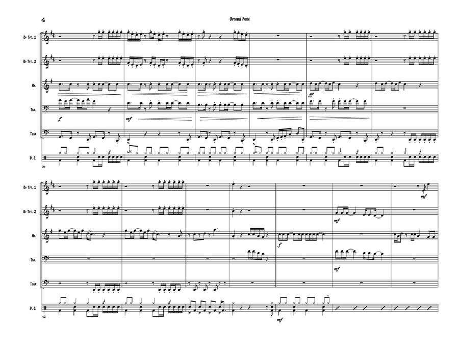 Uptown Funk Brass Quintet scores gallery preview page 4