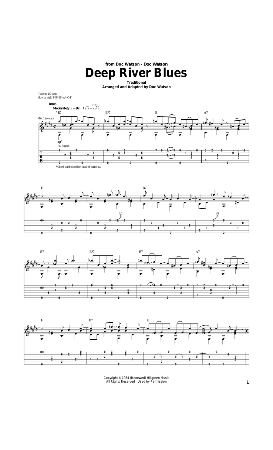 Deep River Blues Acoustic Guitar scores gallery preview page 1