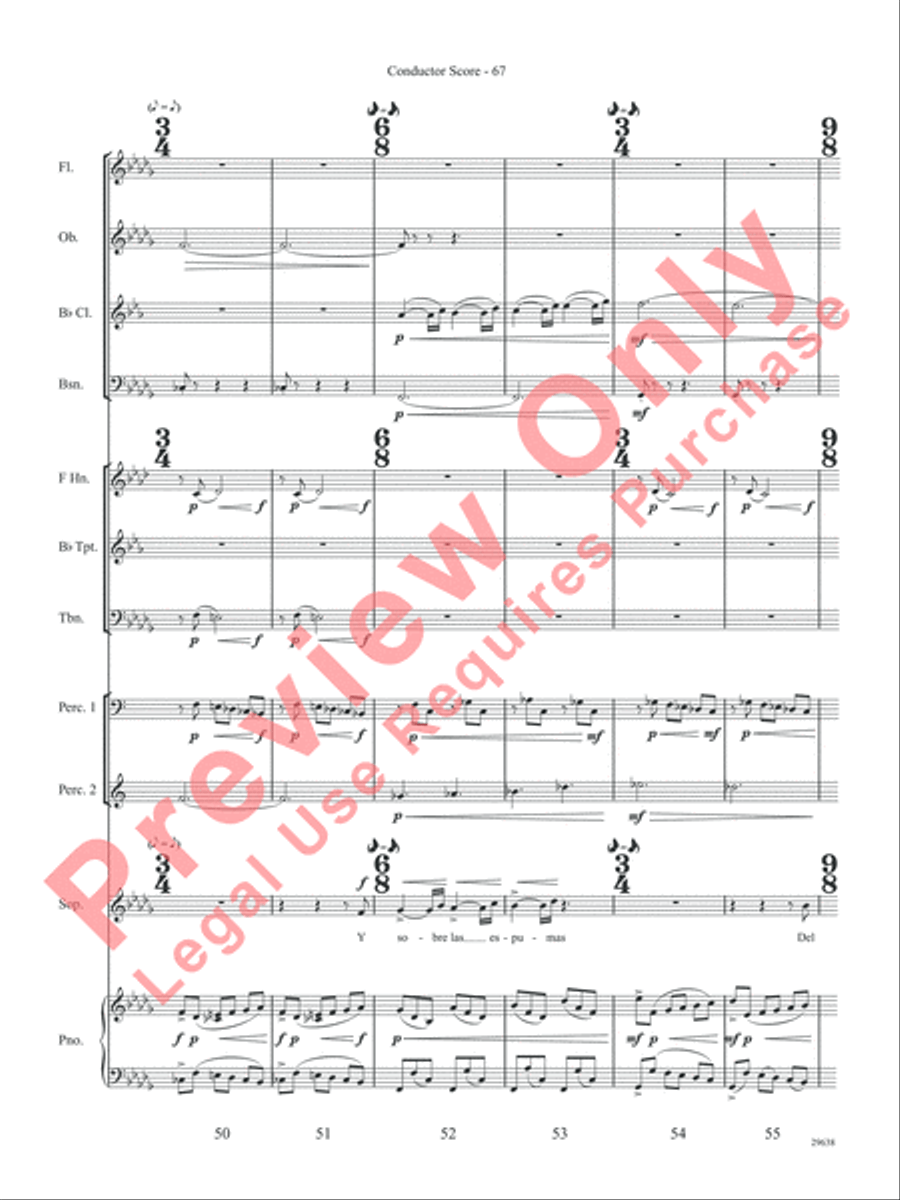 Three Spanish Songs (for Soprano and Wind Ensemble) Concert Band scores gallery preview page 72