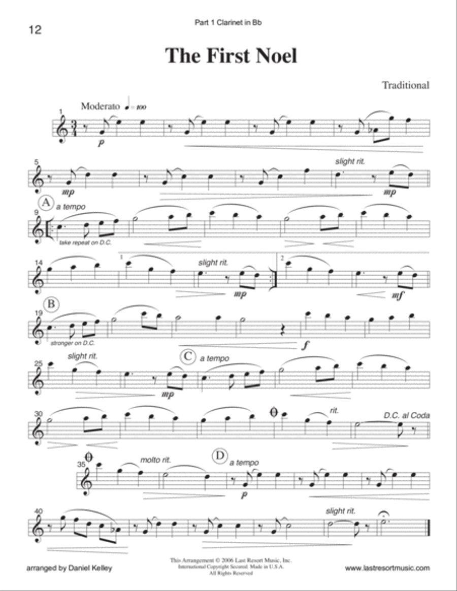First Noel, The for Woodwind Trio or Clarinet Trio Clarinet Trio scores gallery preview page 4