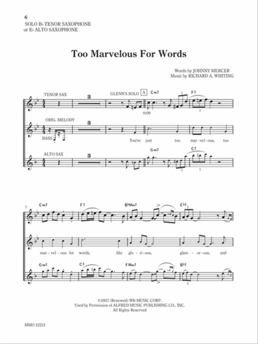 Too Marvelous for Words – Standards for Tenor Sax, Vol. 1 Tenor Saxophone scores gallery preview page 3