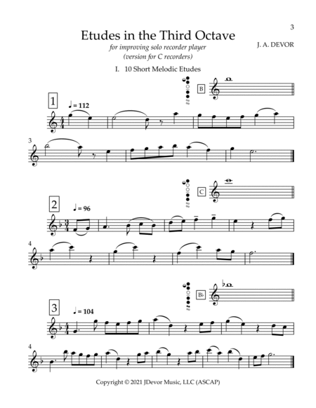 Etudes in the Third Octave (version for C recorders)