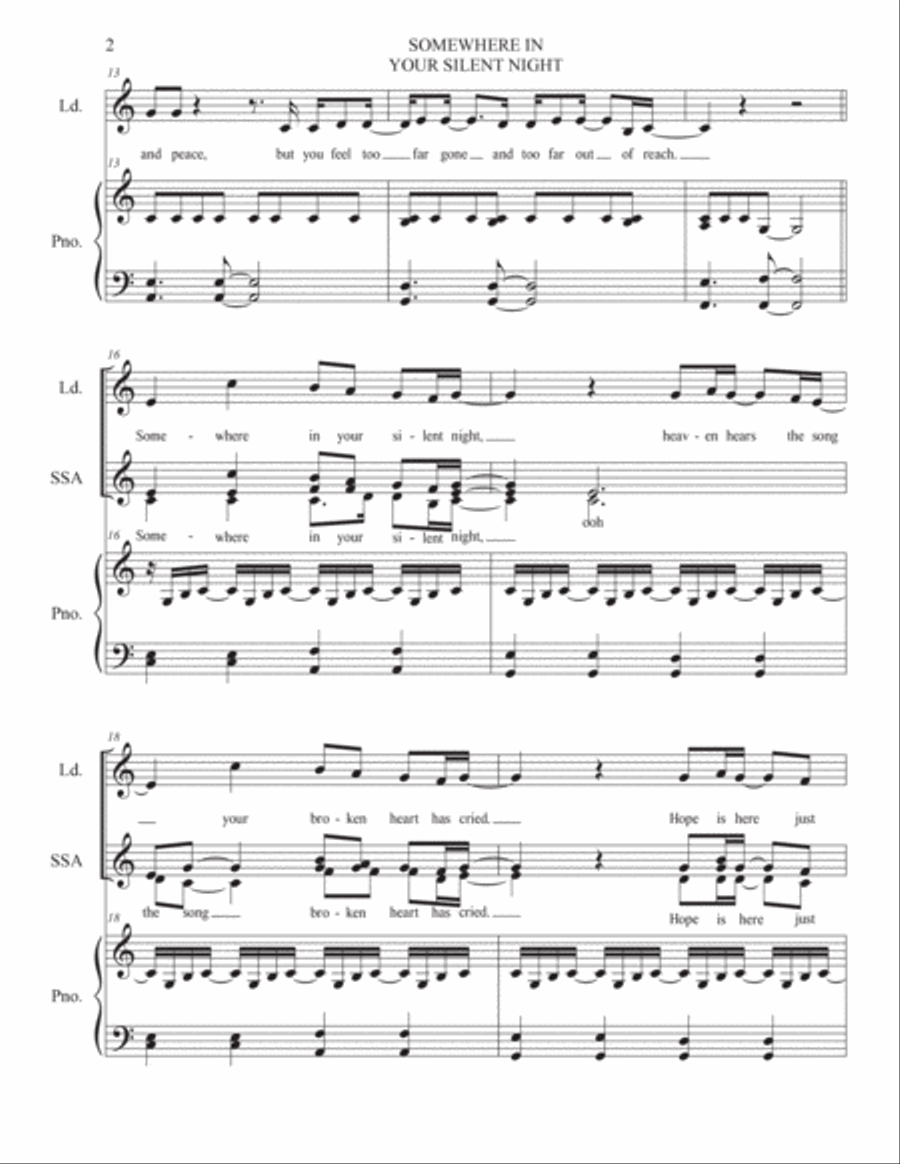 Somewhere In Your Silent Night SSA scores gallery preview page 3