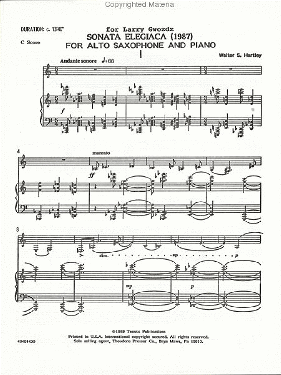 Sonata Elegiaca Sonata Elegiaca Chamber Music scores gallery preview page 2
