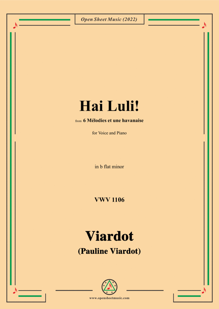 Pauline Viardot-Hai Luli!,VWV 1106,in b flat minor,from '6 Mélodies et une havanaise' image number null