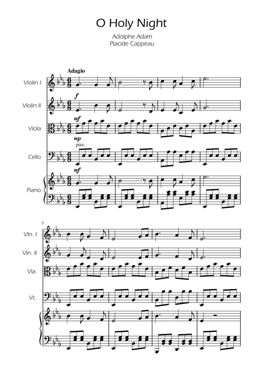 O Holy Night - String Quartet w/ Piano image number null