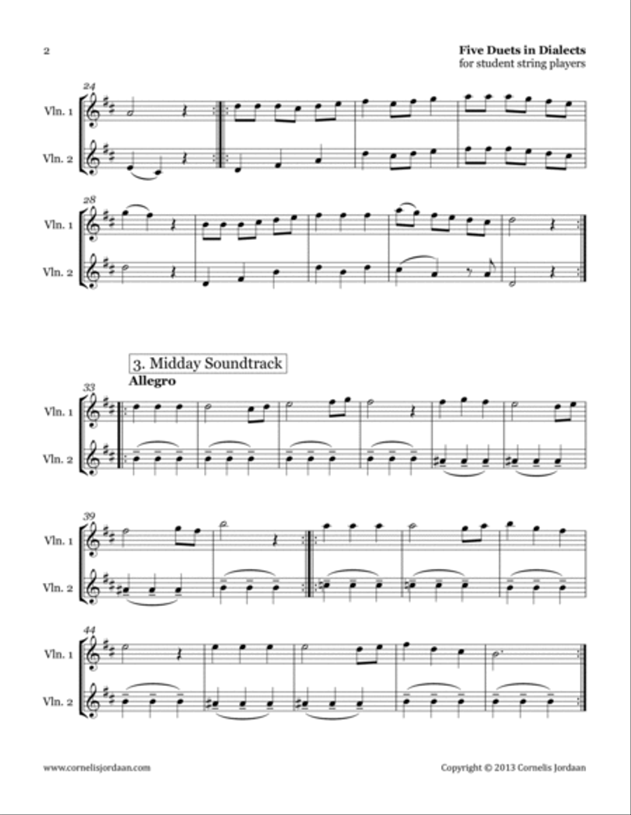 Five Duets in Dialects, for 2 violins String Duet scores gallery preview page 2