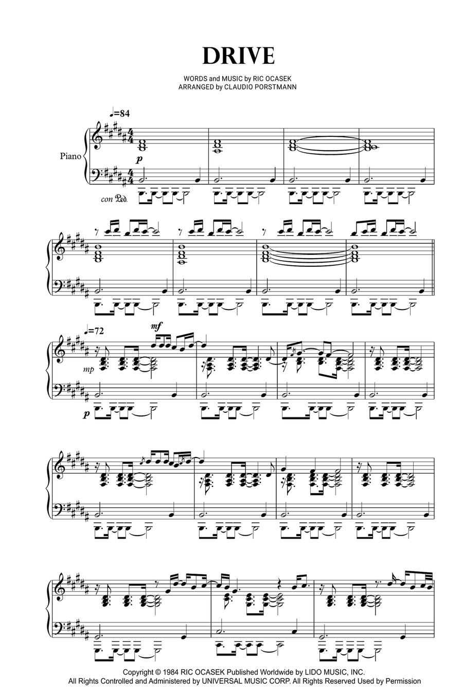 Drive Piano Solo scores gallery preview page 1