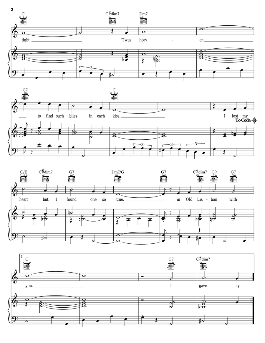 Lisbon Antigua (In Old Lisbon) Piano, Vocal, Guitar scores gallery preview page 2