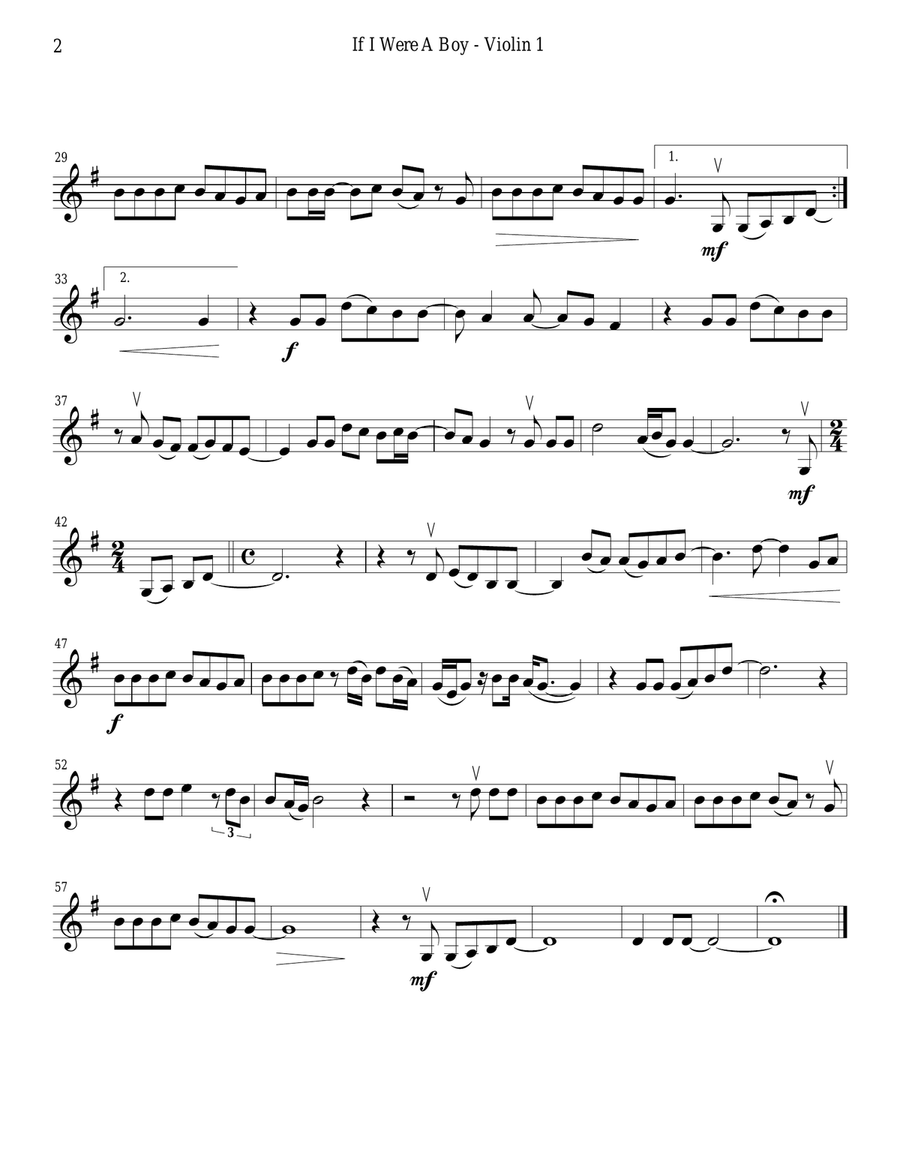If I Were A Boy String Quartet scores gallery preview page 2