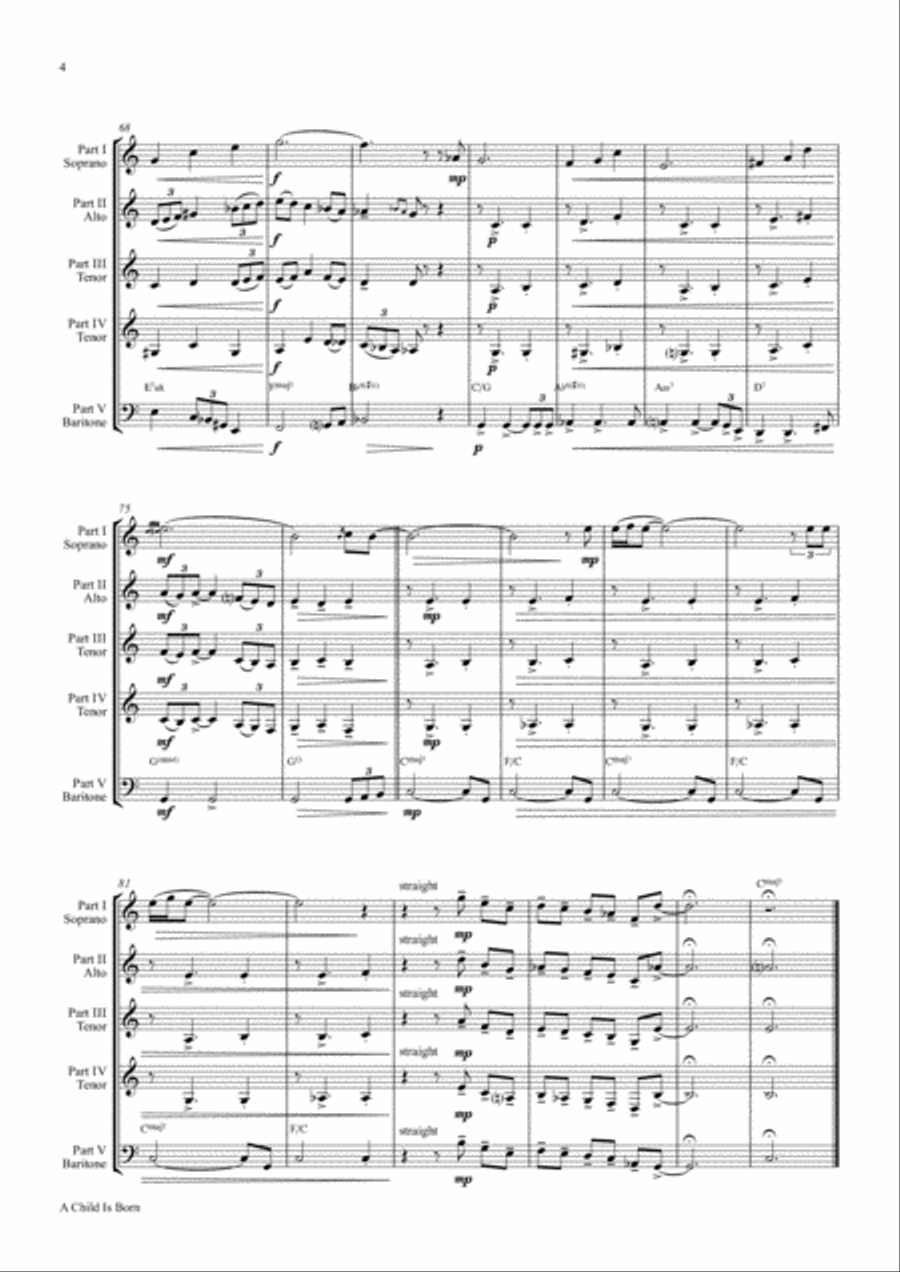 A Child Is Born Saxophone Quintet scores gallery preview page 4