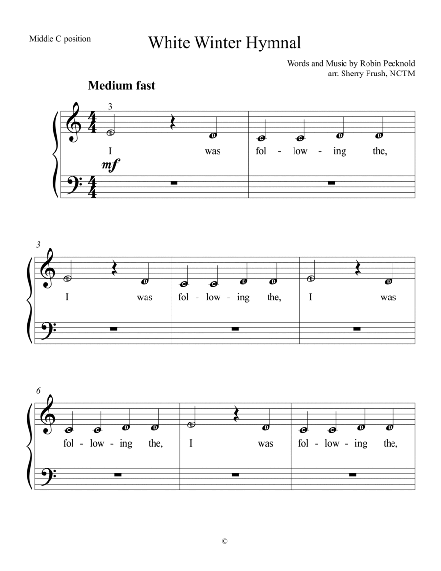 White Winter Hymnal Easy Piano scores gallery preview page 1