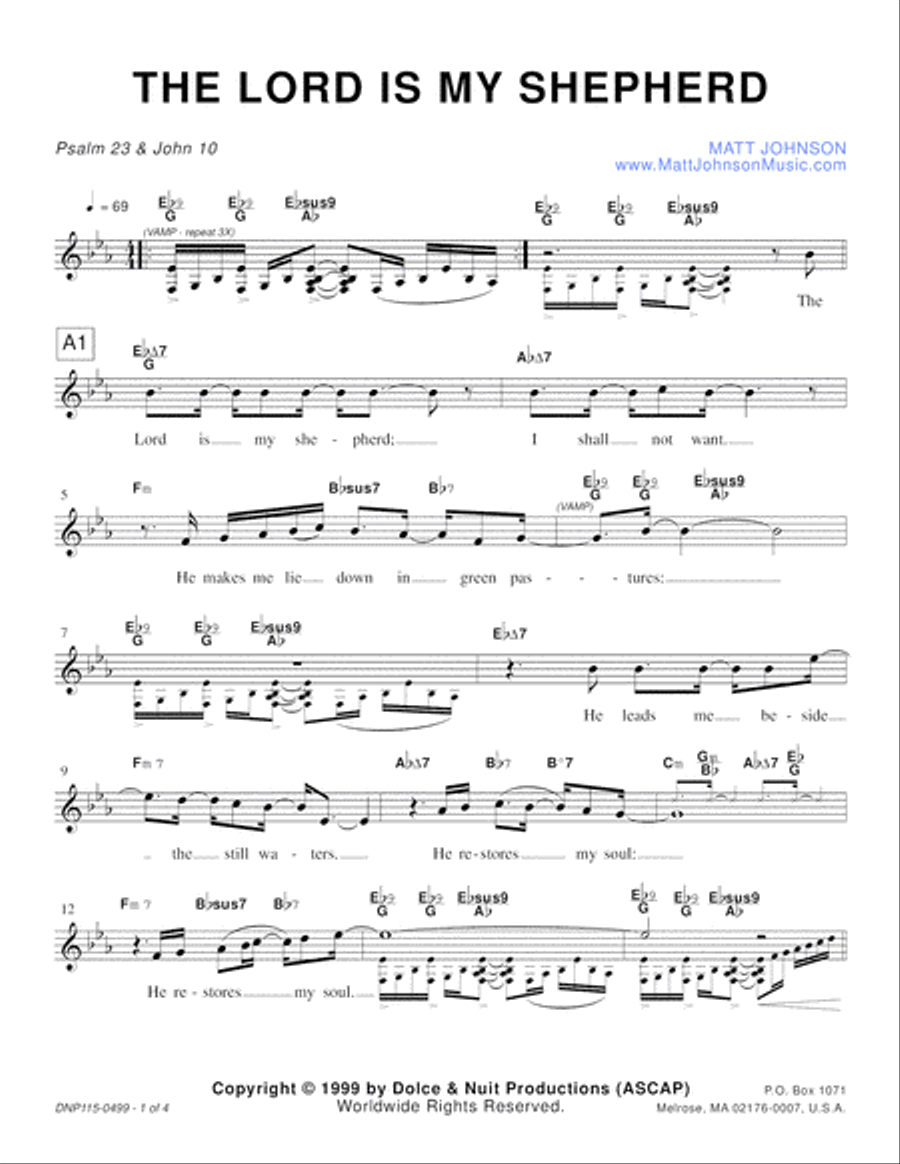 The Lord Is My Shepherd-vocal solo, from Psalm 23 Piano, Vocal, Guitar scores gallery preview page 3
