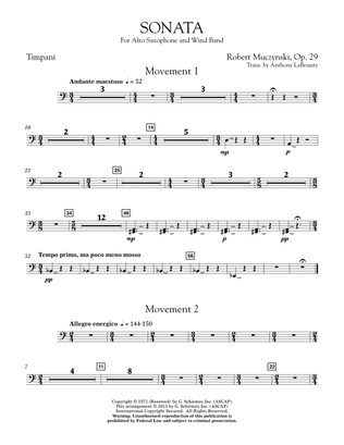 Sonata for Alto Saxophone, Op. 29 - Timpani