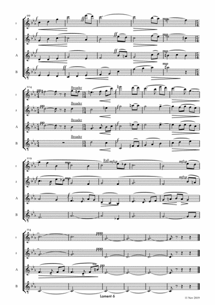 Flute Lament for flute quartet, based on the Mary Oliver poem Lead image number null