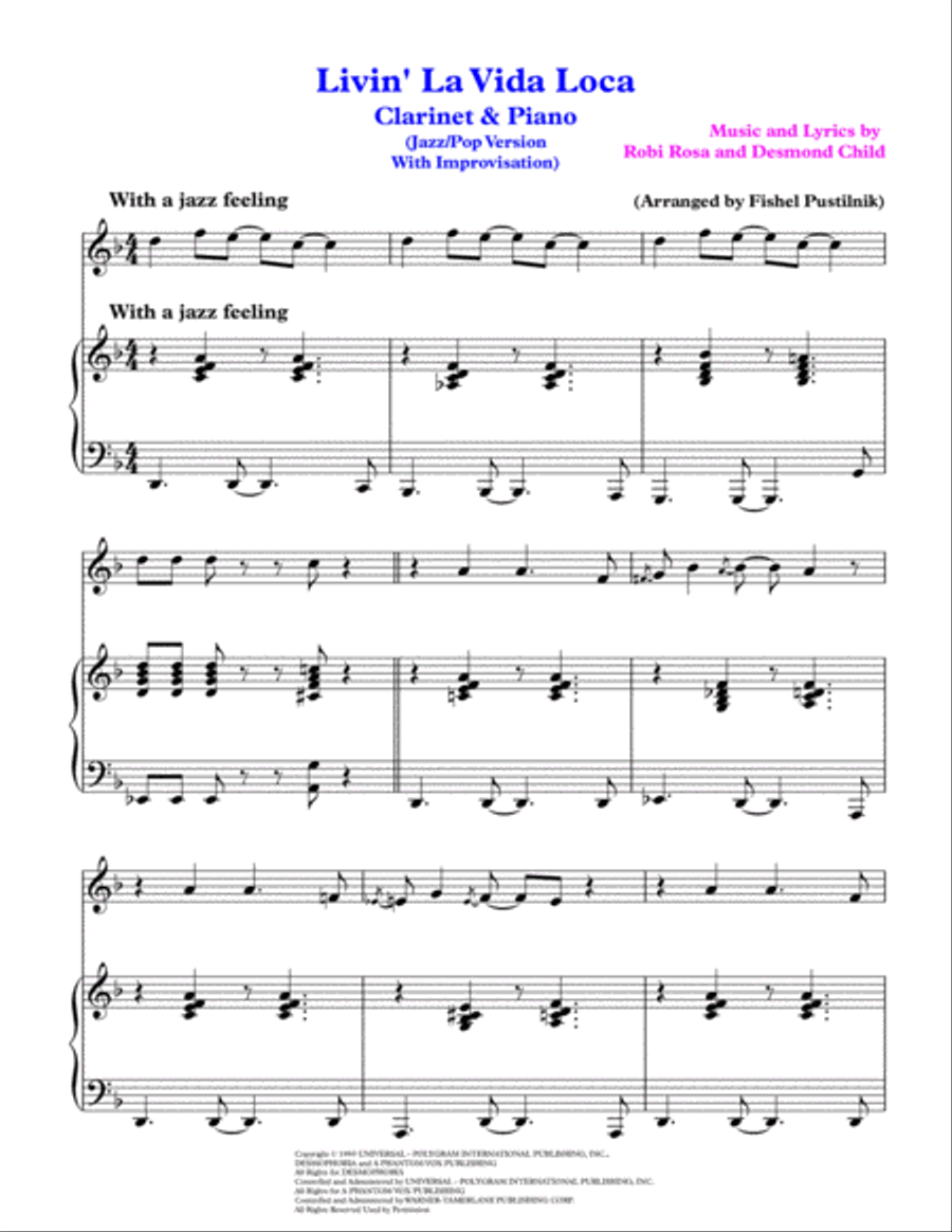Livin' La Vida Loca Clarinet Solo scores gallery preview page 2